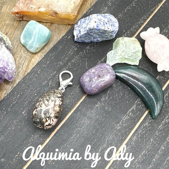 Rhodonite Cherry/ key card holder keychain amulet - Picture 1 of 5